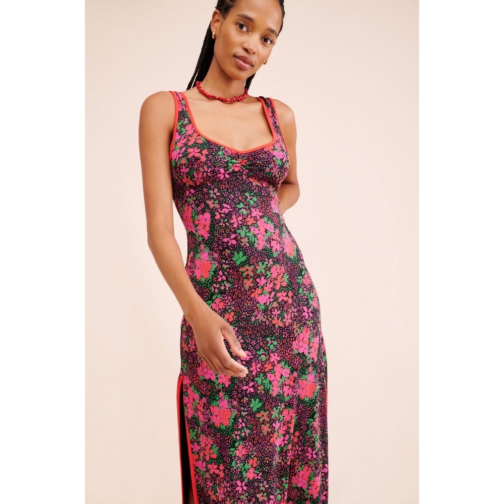 Free People Clementine Sexy Sleeveless Floral Stretchy Bodycon Dress Pink Size M